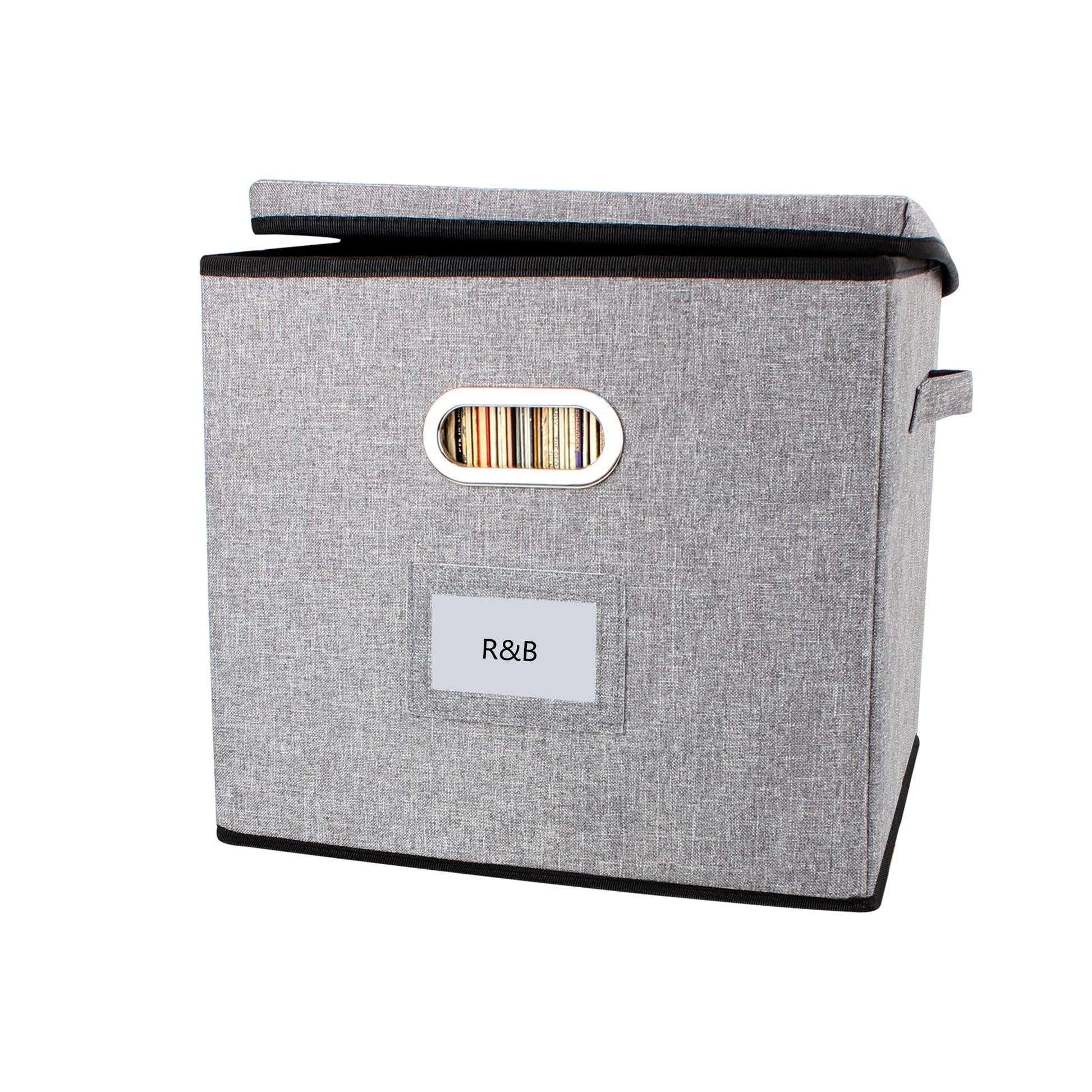 TARSUKA Vinyl Record Storage Box Hold 100+ 12" Albums Stackable LP Storage Bin with Lid Record