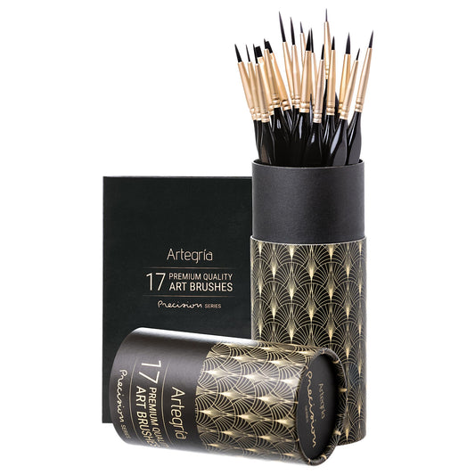 ARTEGRIA Detail Paint Brush Set, 17 Fine Tip Miniature Brushes
