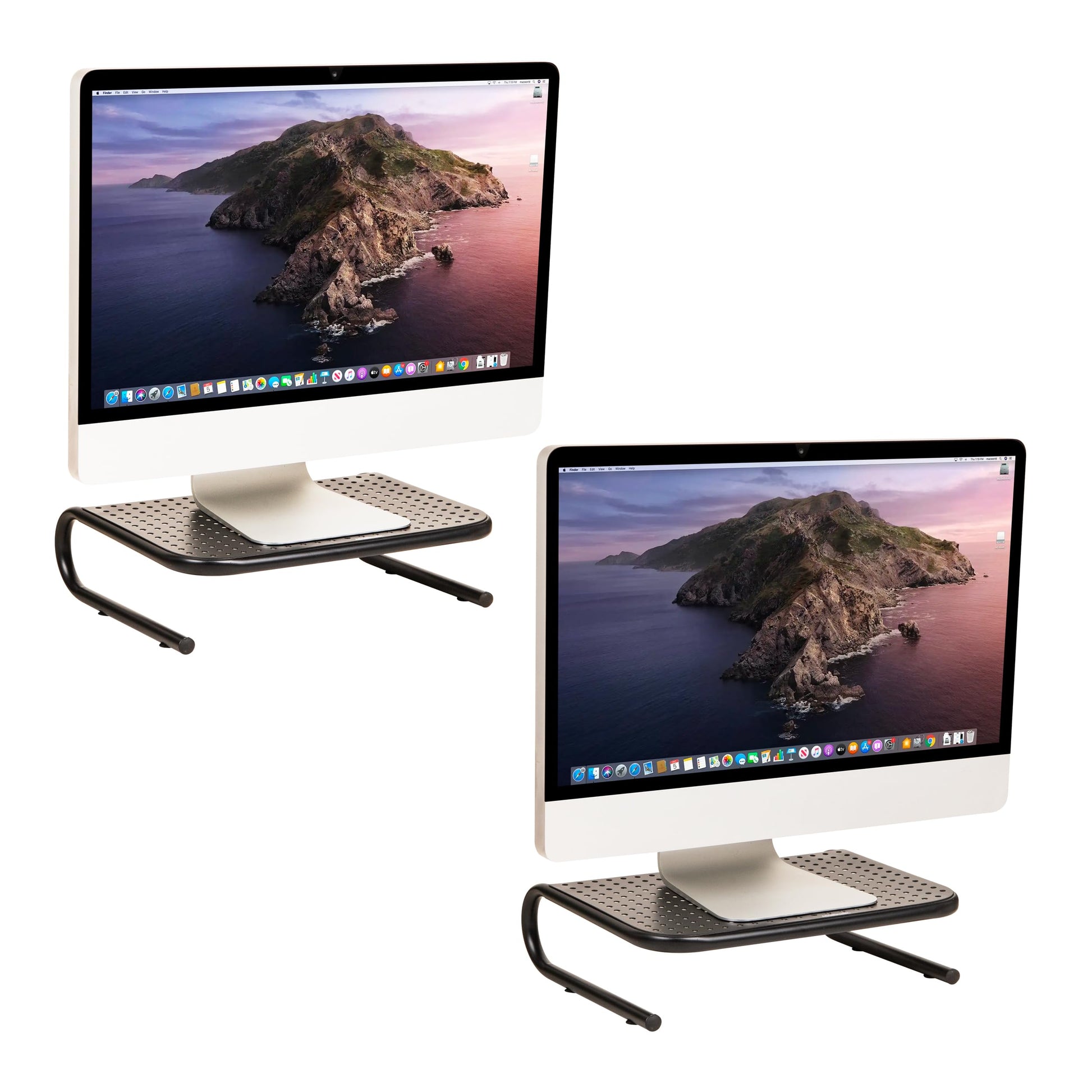 Mind Reader Monitor Stand, Ventilated Laptop Riser, Desktop Organizer, Metal, Set of 2, Black