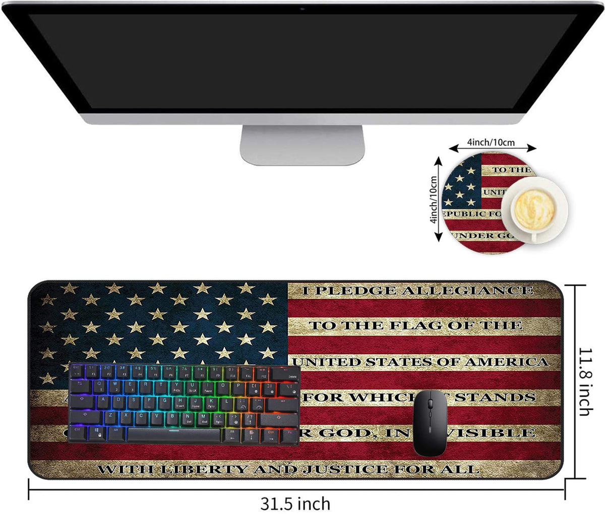 Extended Gaming Mouse Pad and Coaster, Large Non-Slip Rubber Base Mousepad with Stitched Edges