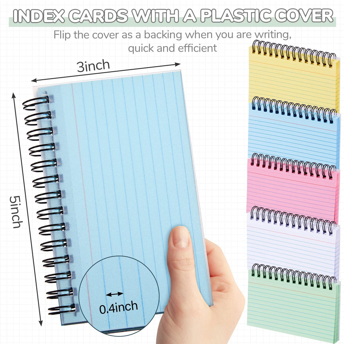 Chinco 750 Pcs Index Cards 3x5 Ruled with Rings, 15 Pads