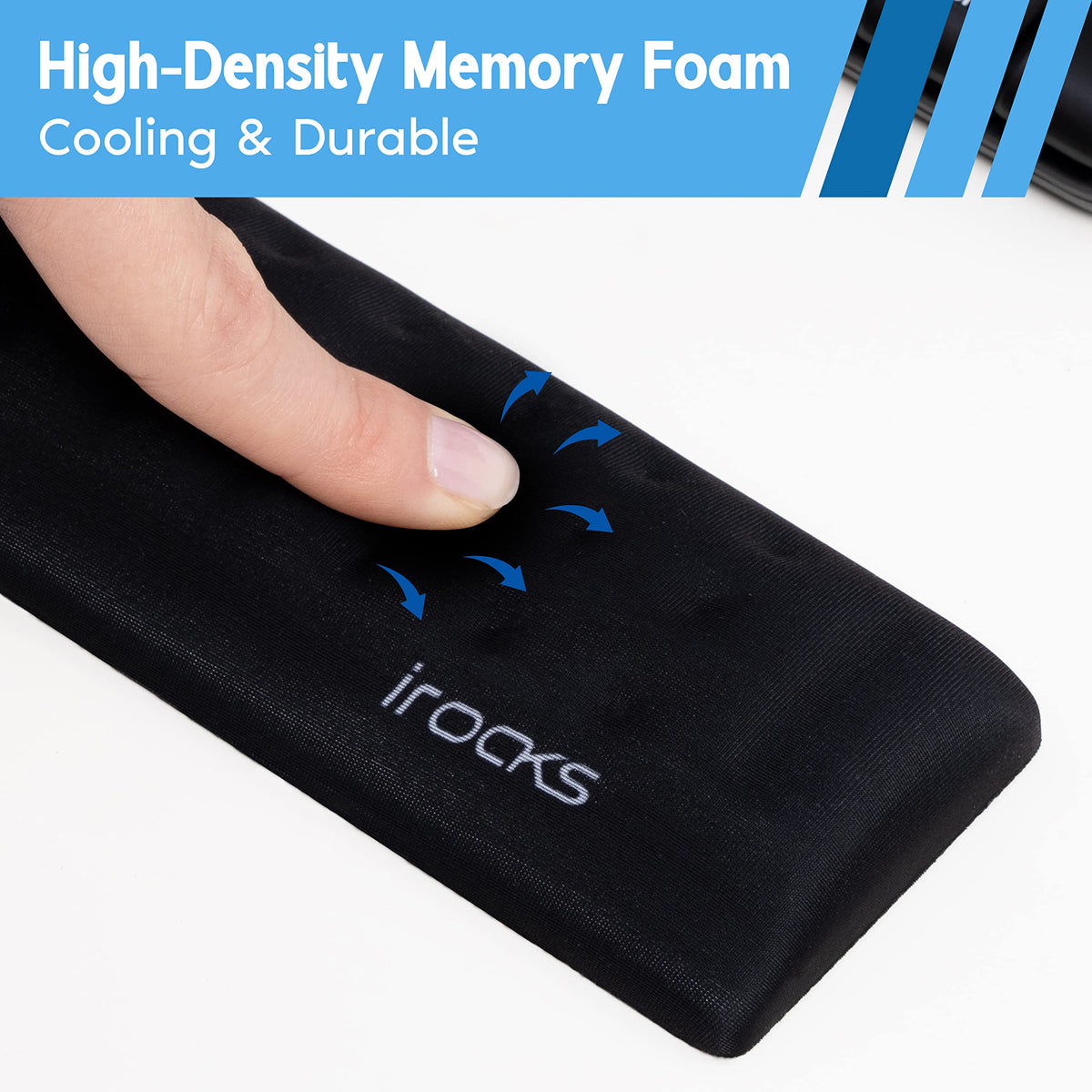 i-Rocks Memory Foam Keyboard Wrist Rest - Pain-Reducing, Non-Slip Rubber Base Wrists Rest Support