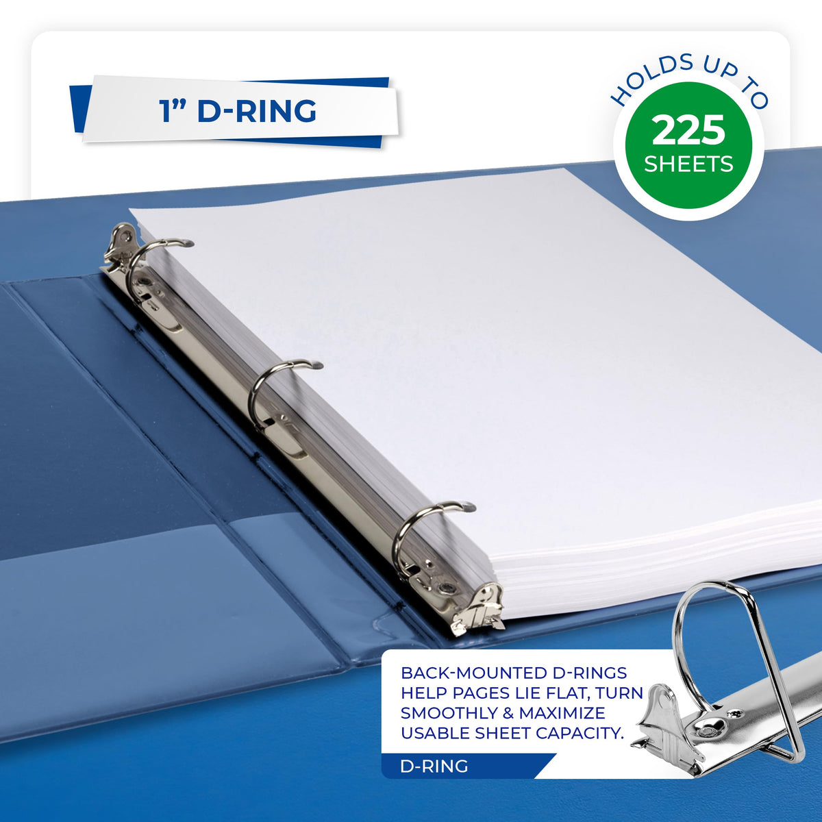 Samsill Durable 1 inch 3 Ring Binder, D Ring Binder, 100% Recycled Chipboard, Fashion Assortment