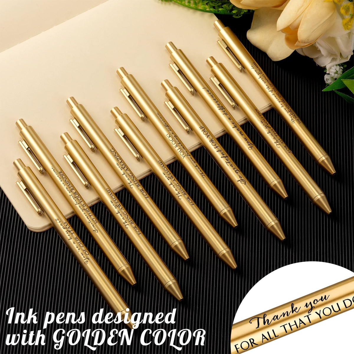 Crtiin 50 Pcs Inspirational Pens Bulk Gold, Team Motivation