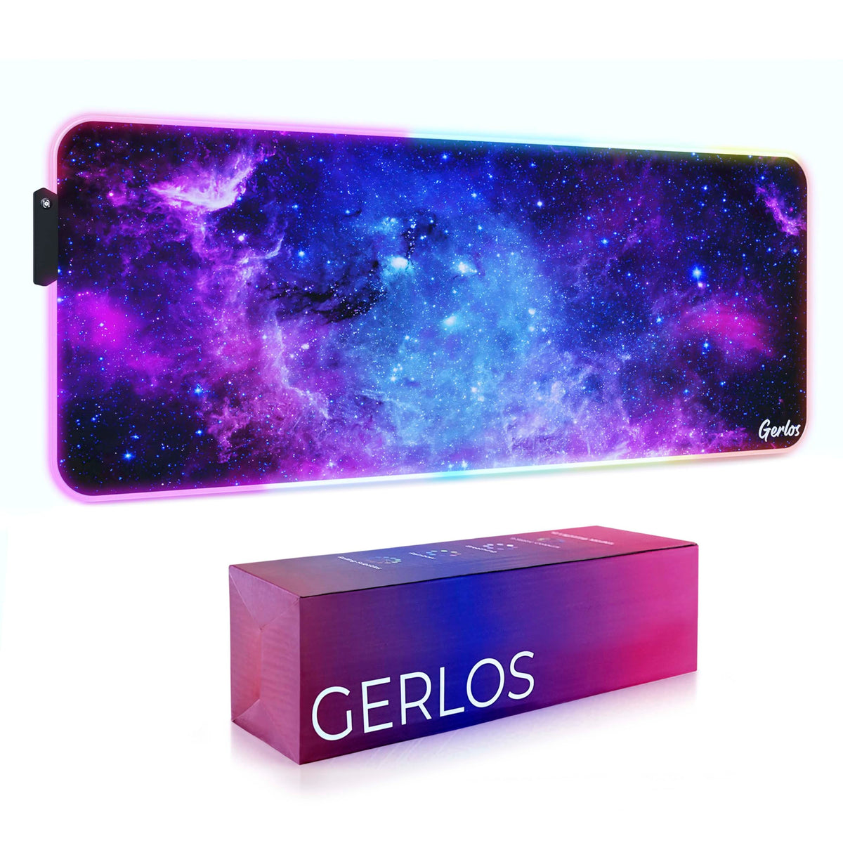 Gerlos RGB Gaming Mouse Pad, Large LED Desk Mat for Gamer, 31.5" x 11.8"