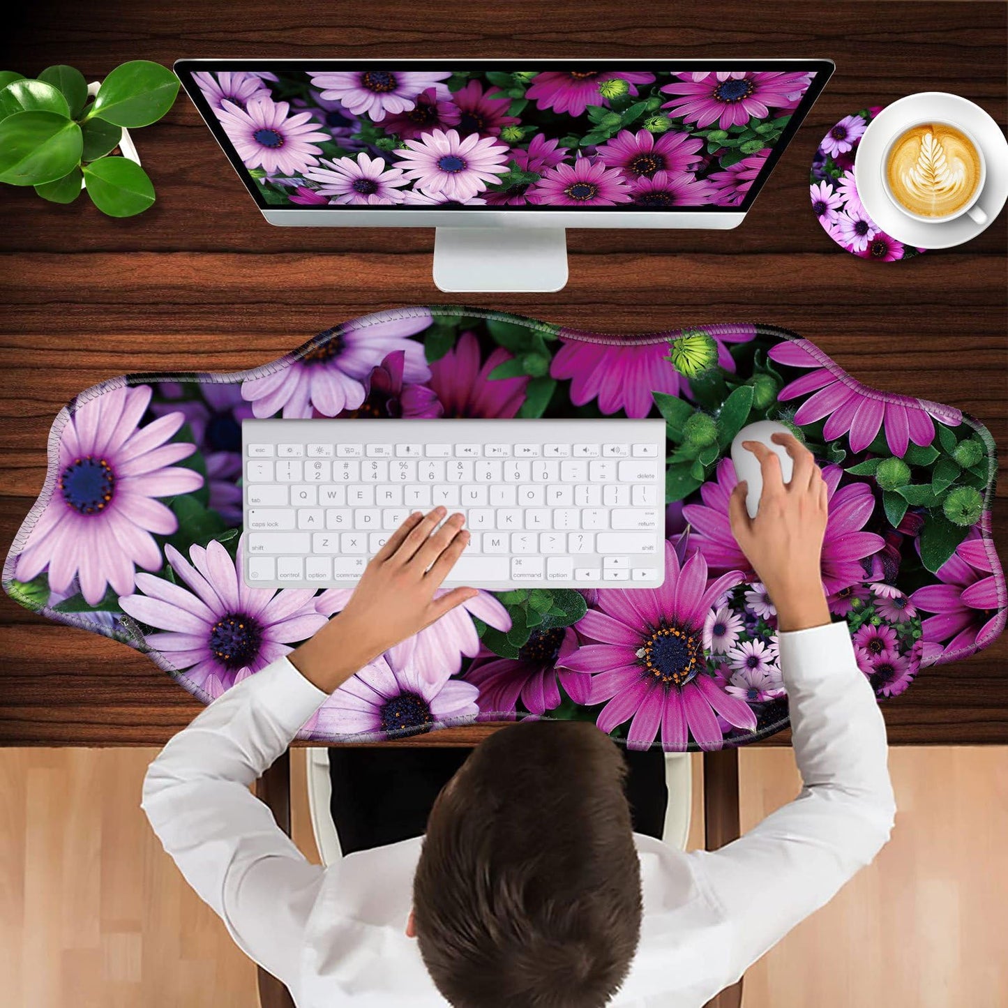 CICPLKSE Mouse Pad with Wrist Support + Desk Mat + Coaster 3 in 1 Set, XXL Large Gaming Mousepad