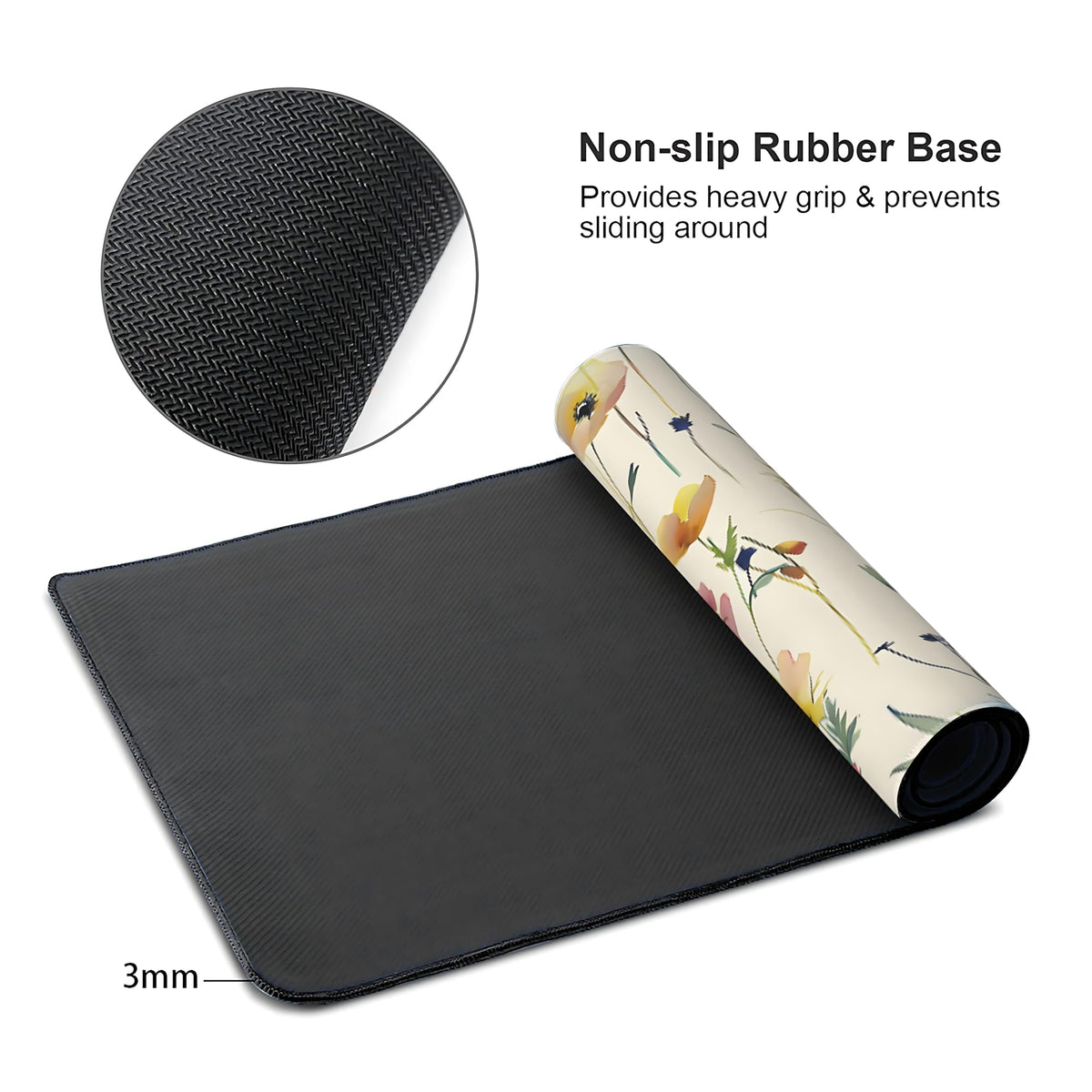 Wild Flowers Large Mouse Pad,Gaming Keyboard Desk Pad,Extended Mouse Mat Non-Slip Rubber Base with