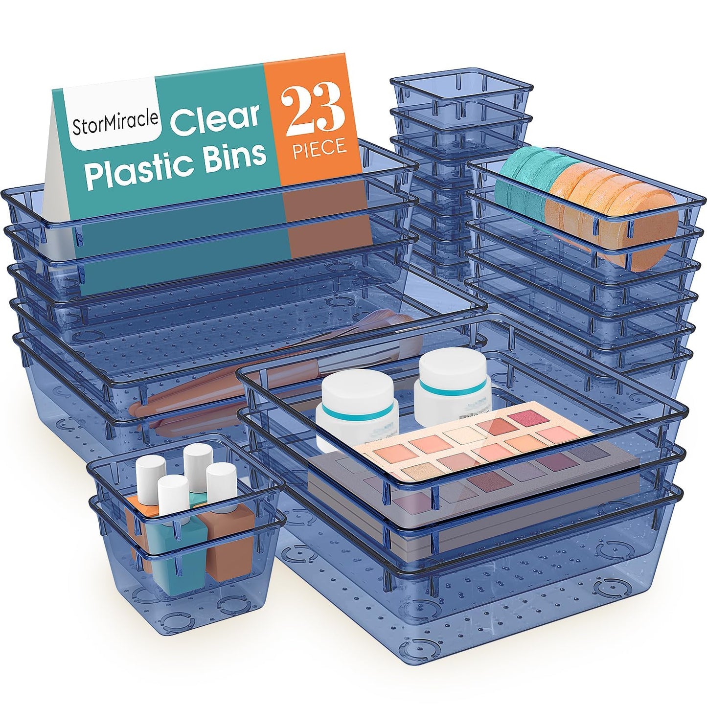 23 PCS Drawer Organizer Set, 5 Size Bathroom and kitchen organizer Trays
