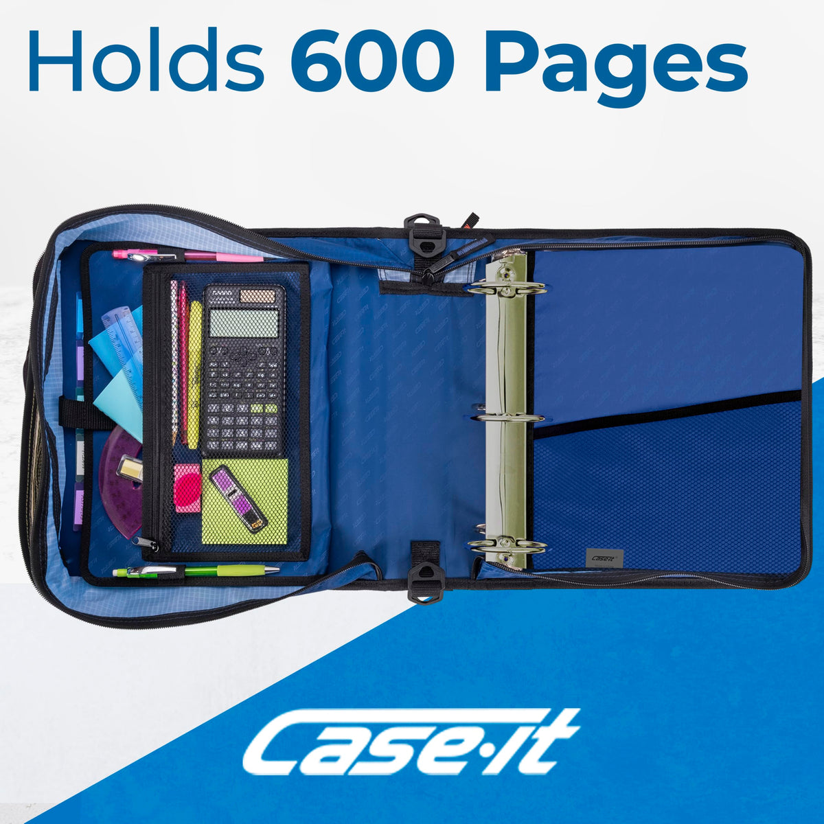 Case-it School Zipper Binder | 3" O-Rings | 600-Sheet | D-146 Desert Night