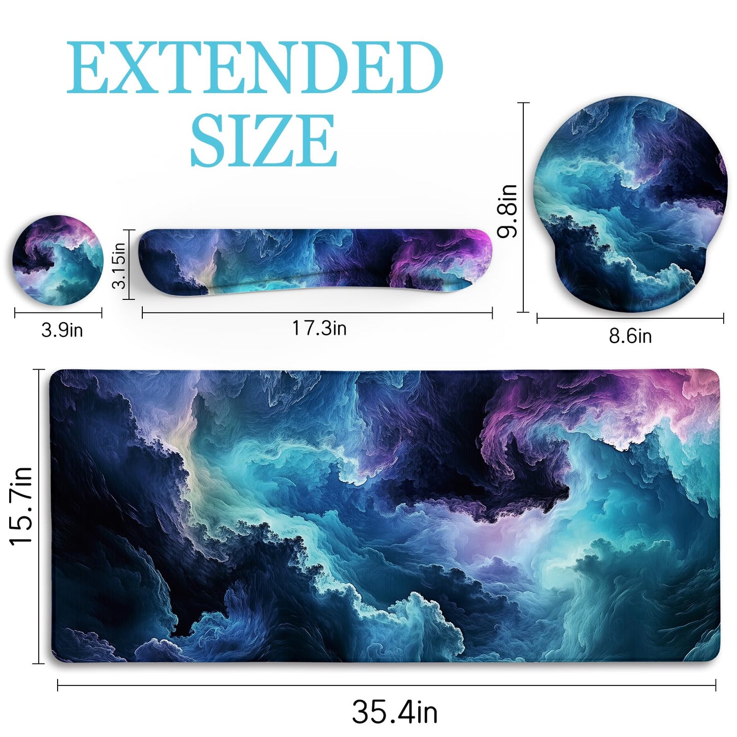 LIMKRIAN Galaxy Mouse Pad Large Desk Matt for Desktop, 4 in1 XXL Mousepad