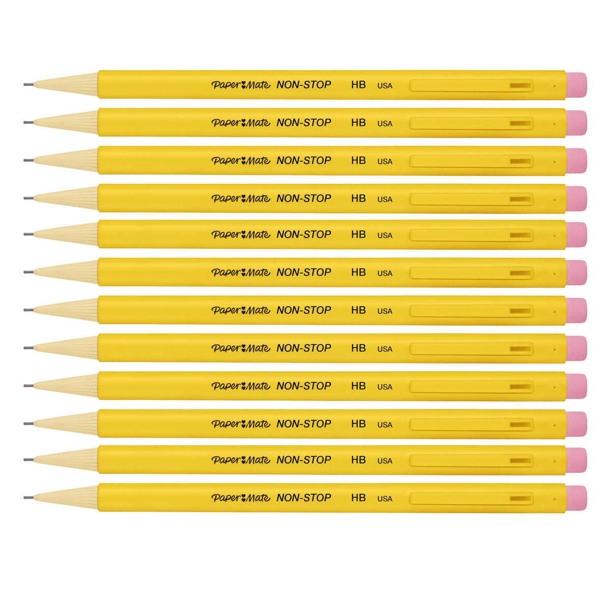 Paper Mate Non-Stop Mechanical Pencil | 0.7mm | HB #2 | Yellow Barrel | 12 Count