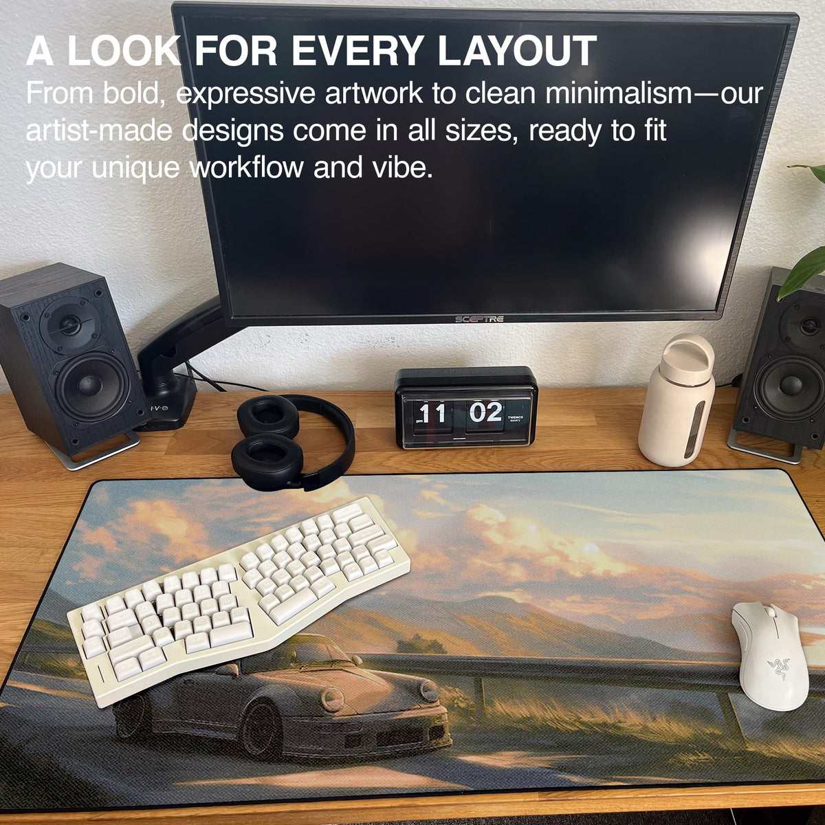 MPCO. Porsche-Pink Large Gaming Desk Pad, 36" x 17" Duraglyde Desk Mat