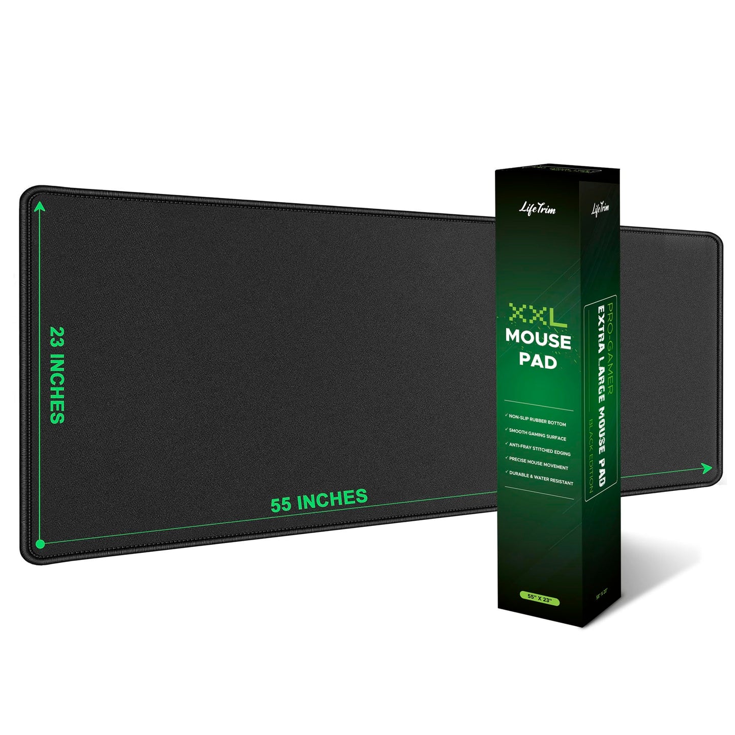 LifeTrim Extra Large Desk Mat 55x23 Inch, 5mm Extra Thick Extended Gaming Mouse Pad Full Desk