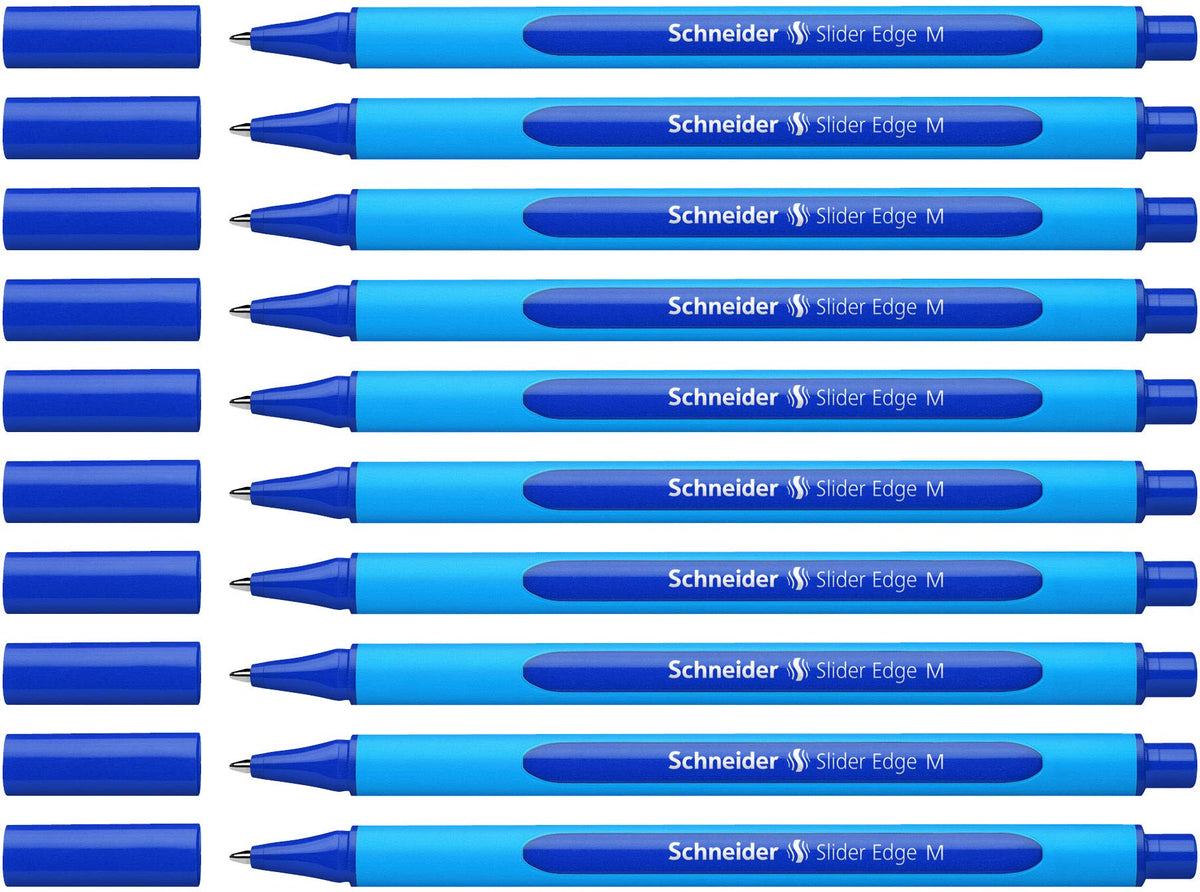 Schneider Slider Edge M (Medium) Ballpoint Pen, 1.0 mm, Light Blue Barrel, Blue Ink, Box of 10 Pens