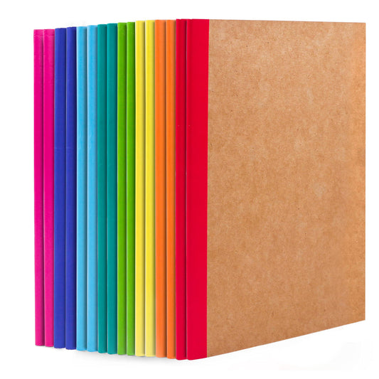 feela 16 Pack Composition Notebooks Bulk, Kraft Cover Lined Blank College Ruled Composition Travel