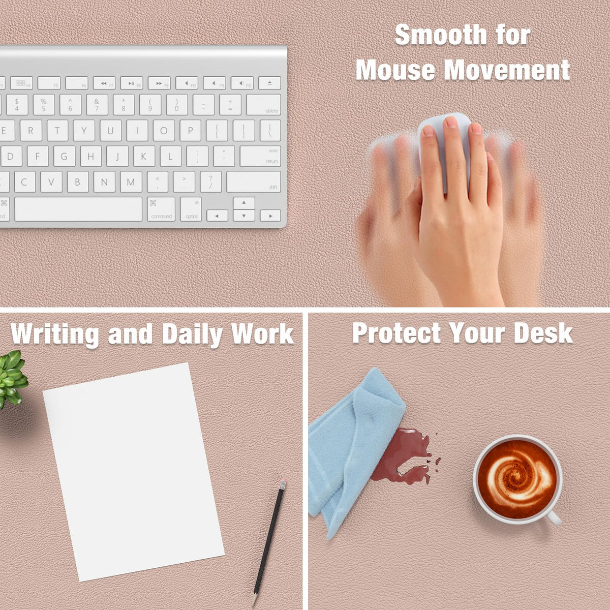 Hsurbtra Desk Pad, 35.5" x 17" PU Leather Desk Mat, XXL Extended Mouse Pad, Waterproof Desktop