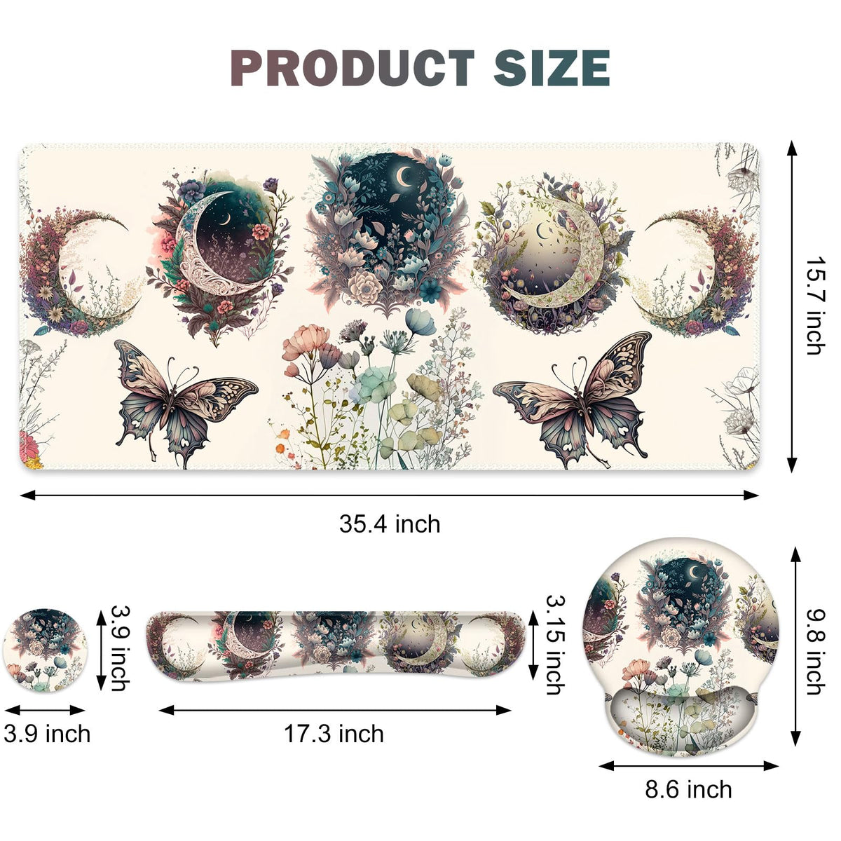 Large Desk Mat, Cute Boho Plants Mouse Pad, Apricot Desk Pad, XXL Mousepad