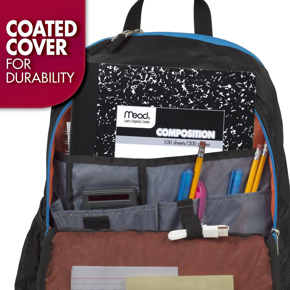 Mead Composition Notebook, Wide Ruled Paper, 7.5" x 9.75", 100 Sheets, Black Marble, 12 Pack (72936)