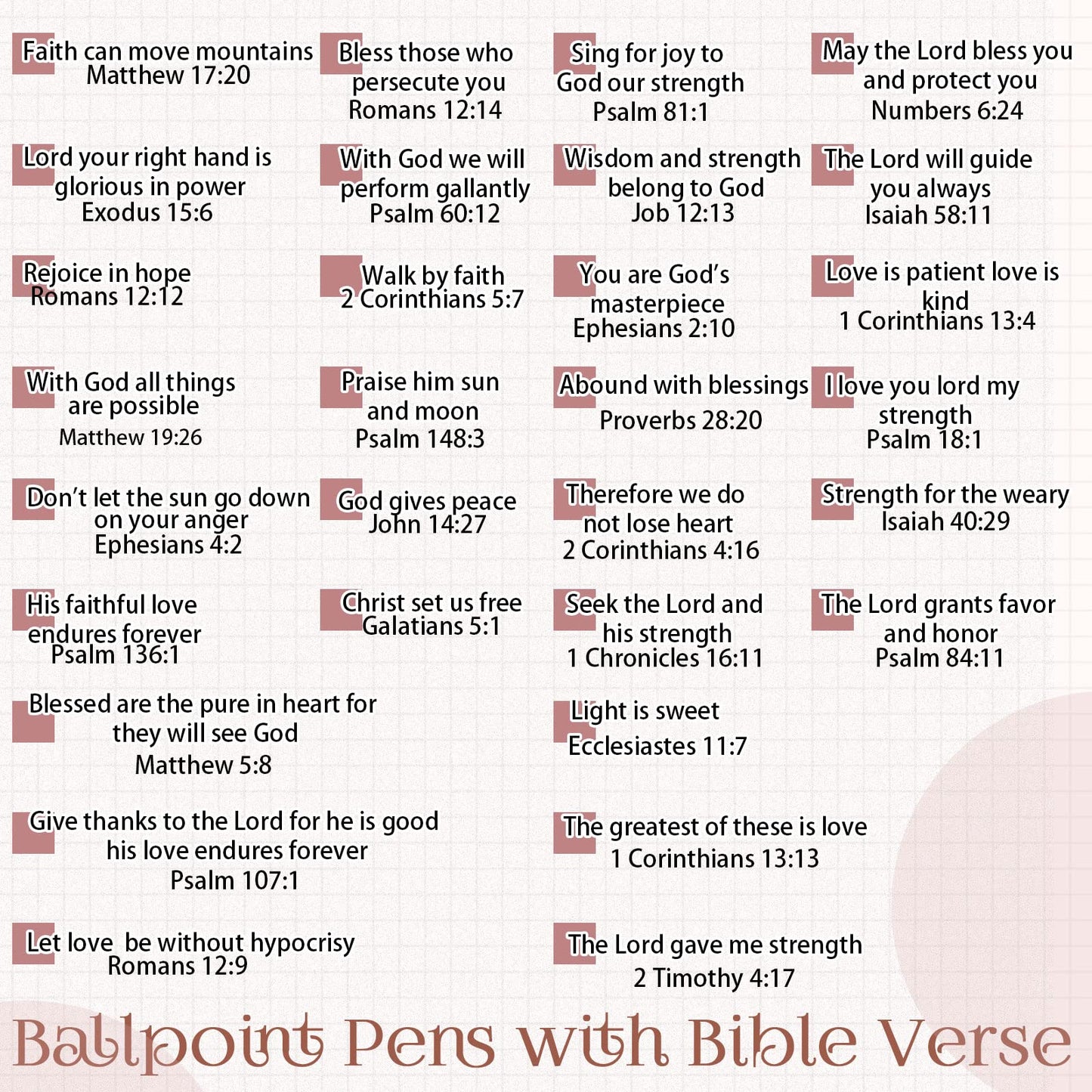 Geosar 30Pcs Christian Bible Verse Ballpoint Pen Gift Scripture, Pink