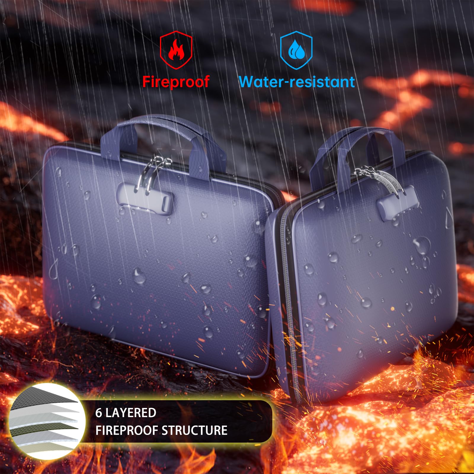 Tamfile Fireproof File Organizer with Lock,Hard Case Fireproof Document Box