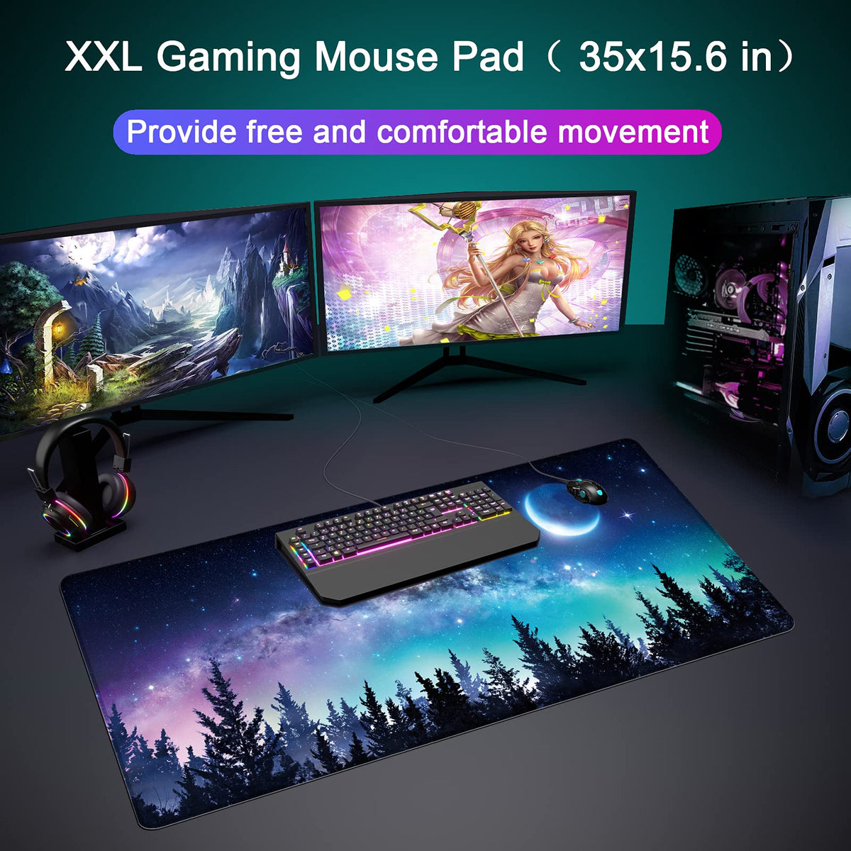 Wiabsi Desk Mat Pad,Large XXL Extended Mouse Pad Mat for Desktop Keyboard
