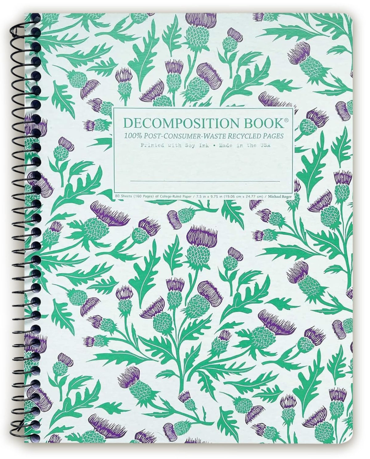 Decomposition Thistles College Ruled Spiral Notebook - 9.75 x 7.5 Journal with 160 Lined Pages