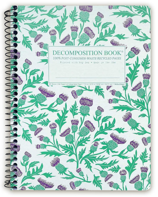 Decomposition Thistles College Ruled Spiral Notebook - 9.75 x 7.5 Journal with 160 Lined Pages