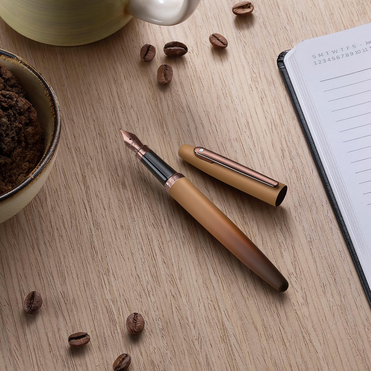 Sheaffer VFM 9428 Coffee Edition Matt Brown Fountain Pen with Regal Brown PVD Trims - Medium