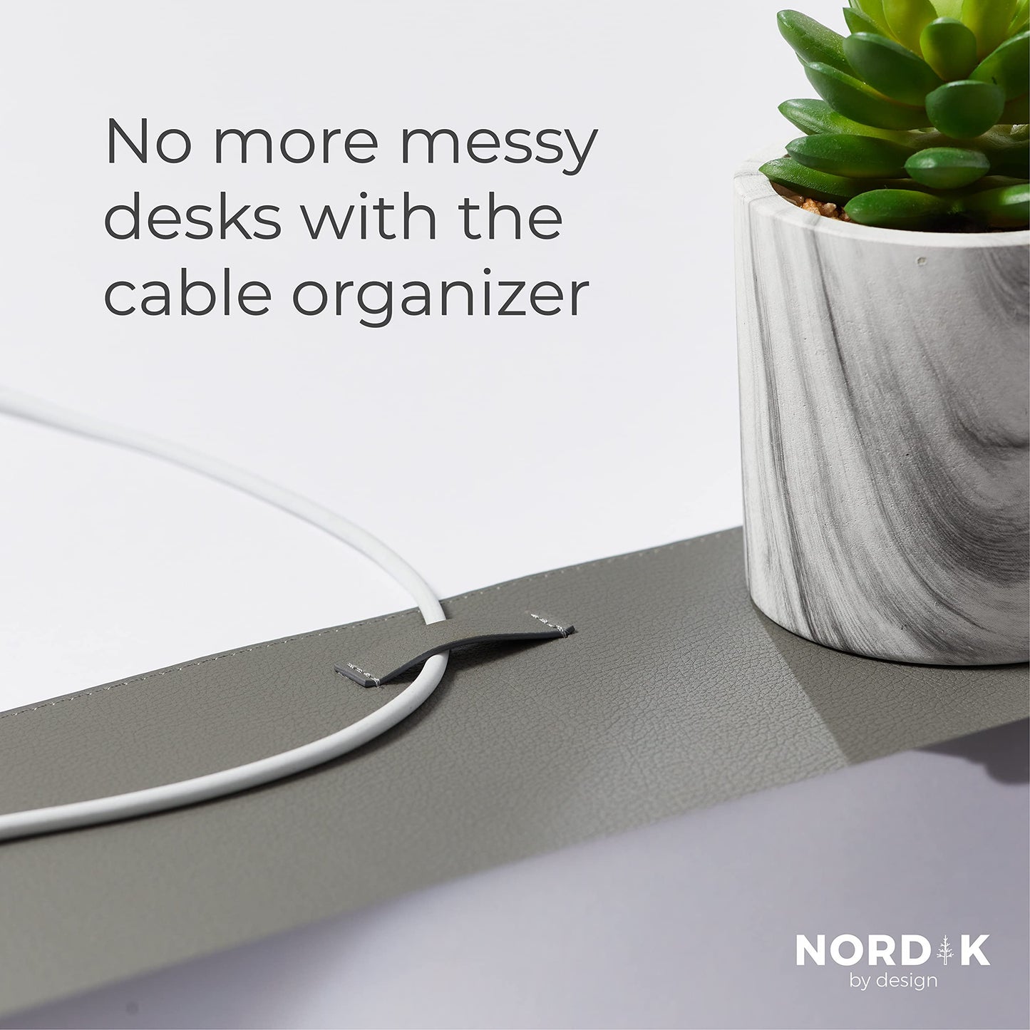 Nordik Leather Desk Mat - Alaskan Gray - Large Leather Desk Pad 35x17 in