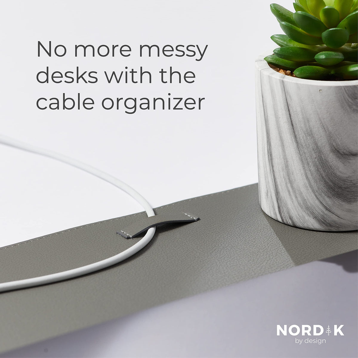 Nordik Leather Desk Mat - Alaskan Gray - Large Leather Desk Pad 35x17 in