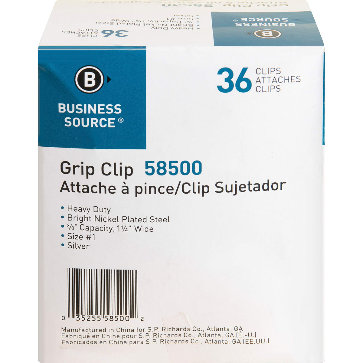 Business Source Bulldog Clip, Silver (58500)