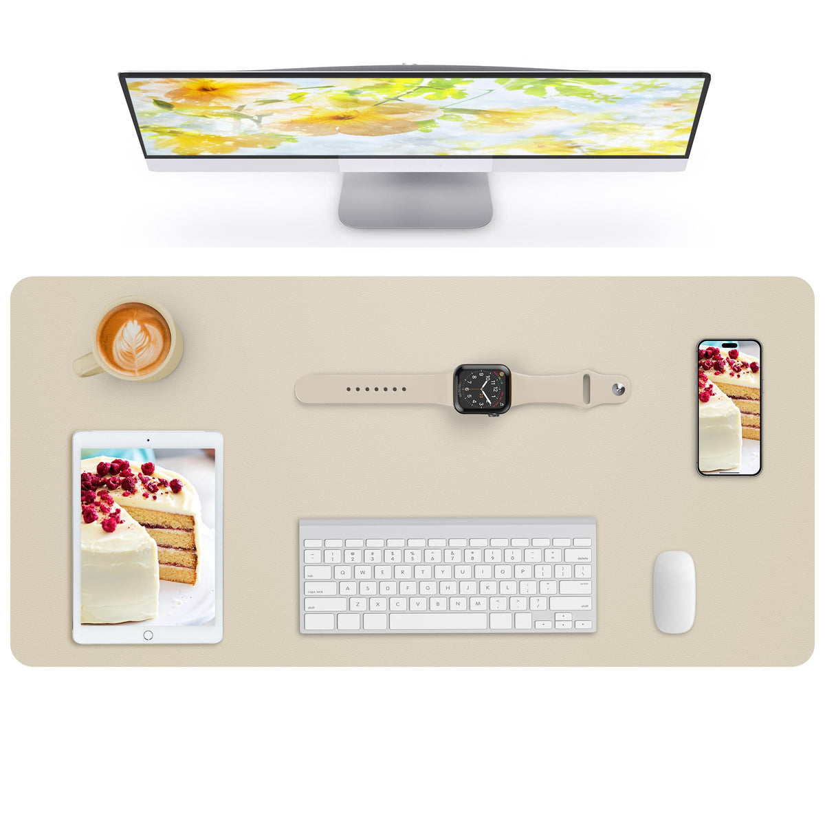 AFIING Leather Desk Pad Protector,Mouse Pad,Office Desk Mat, Non-Slip PU Leather Desk Blotter,Large