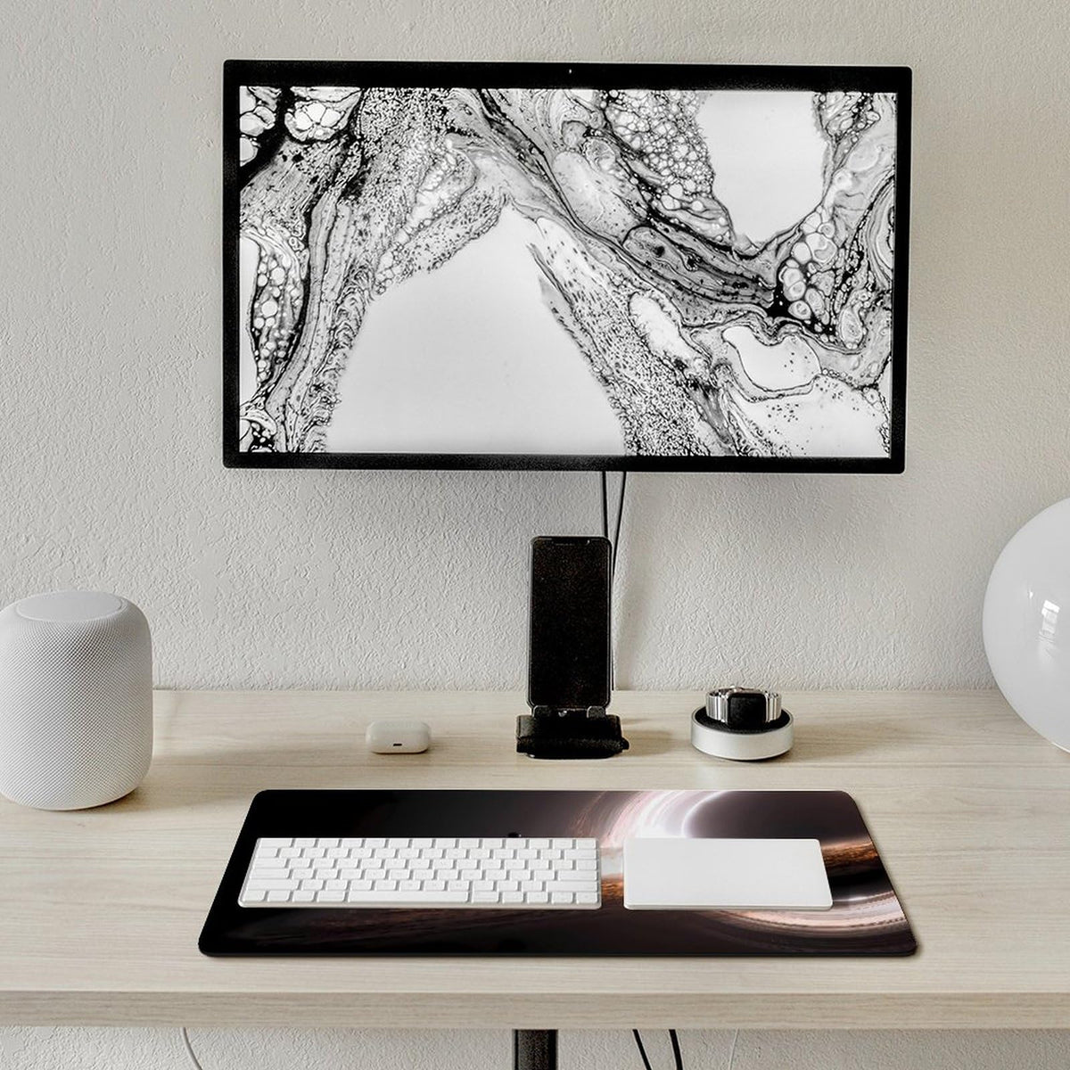 Keebik Gaming Mouse Pad, Interstellar Gargantua Black Hole Mouse Pad 11.8x23.6Inch Large Extended