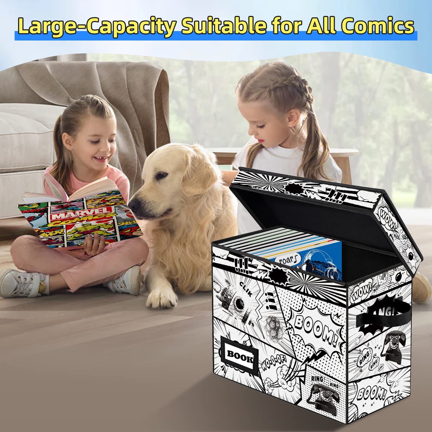 YNSZAS 5 Pack Collection Comic Book Storage Boxes, Protector Organizer 15.8" X 7.8" X 11.8"