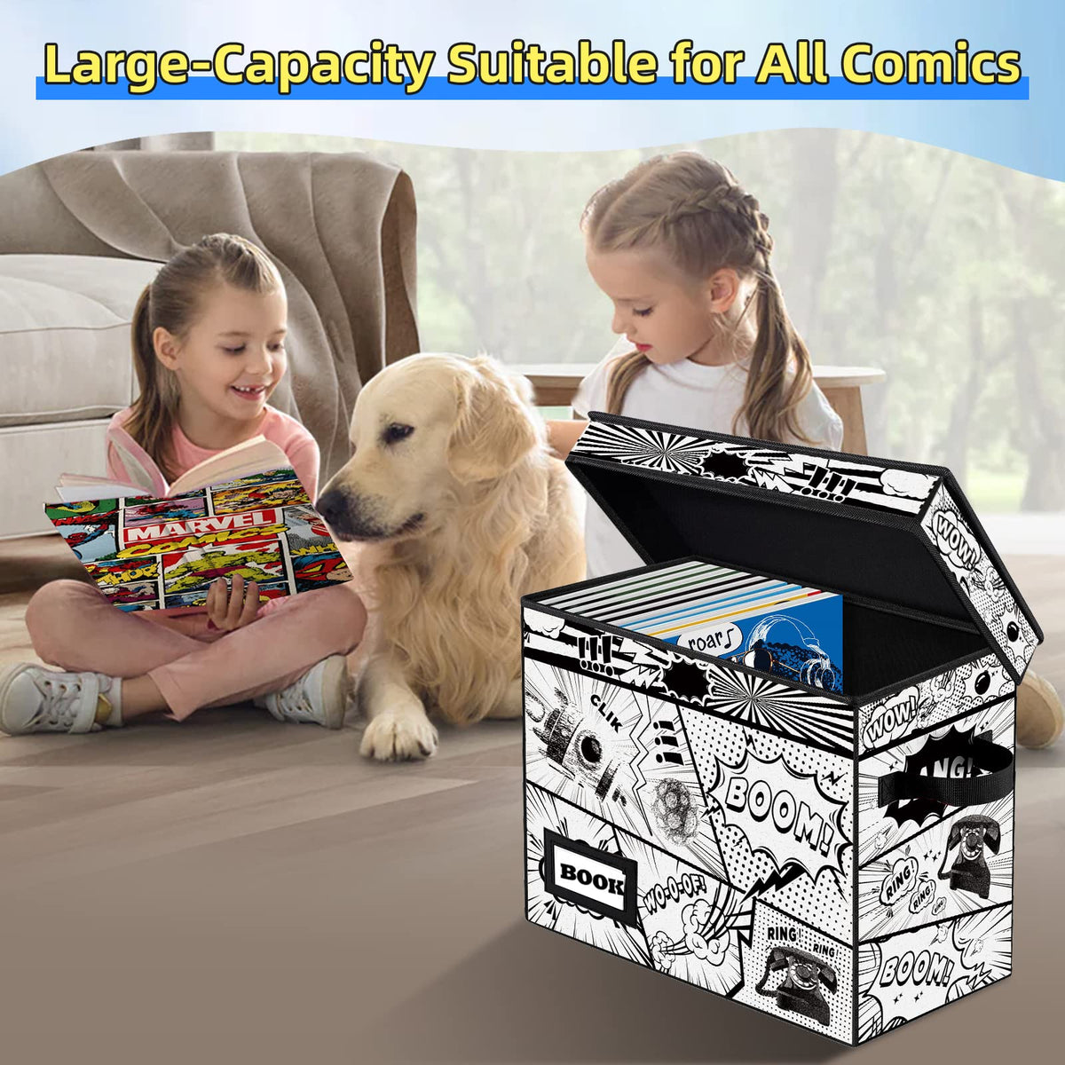 YNSZAS 5 Pack Collection Comic Book Storage Boxes, Protector Organizer 15.8" X 7.8" X 11.8"