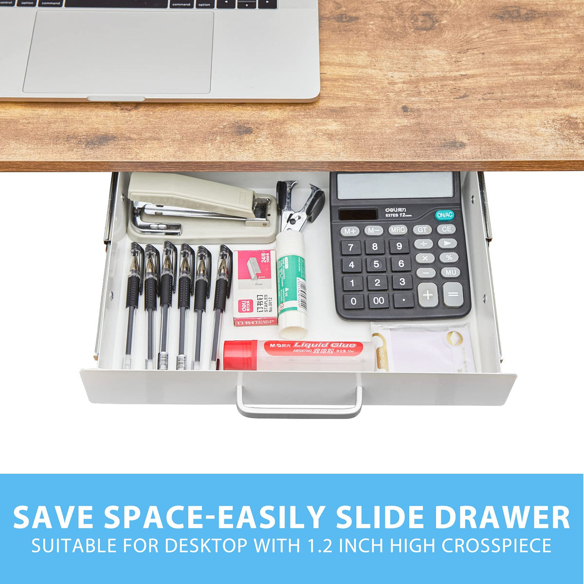 GOME Under Desk Pull-Out Drawer - Storage Organizer Office Mounted, Easy Slide-Out Pencil Drawer
