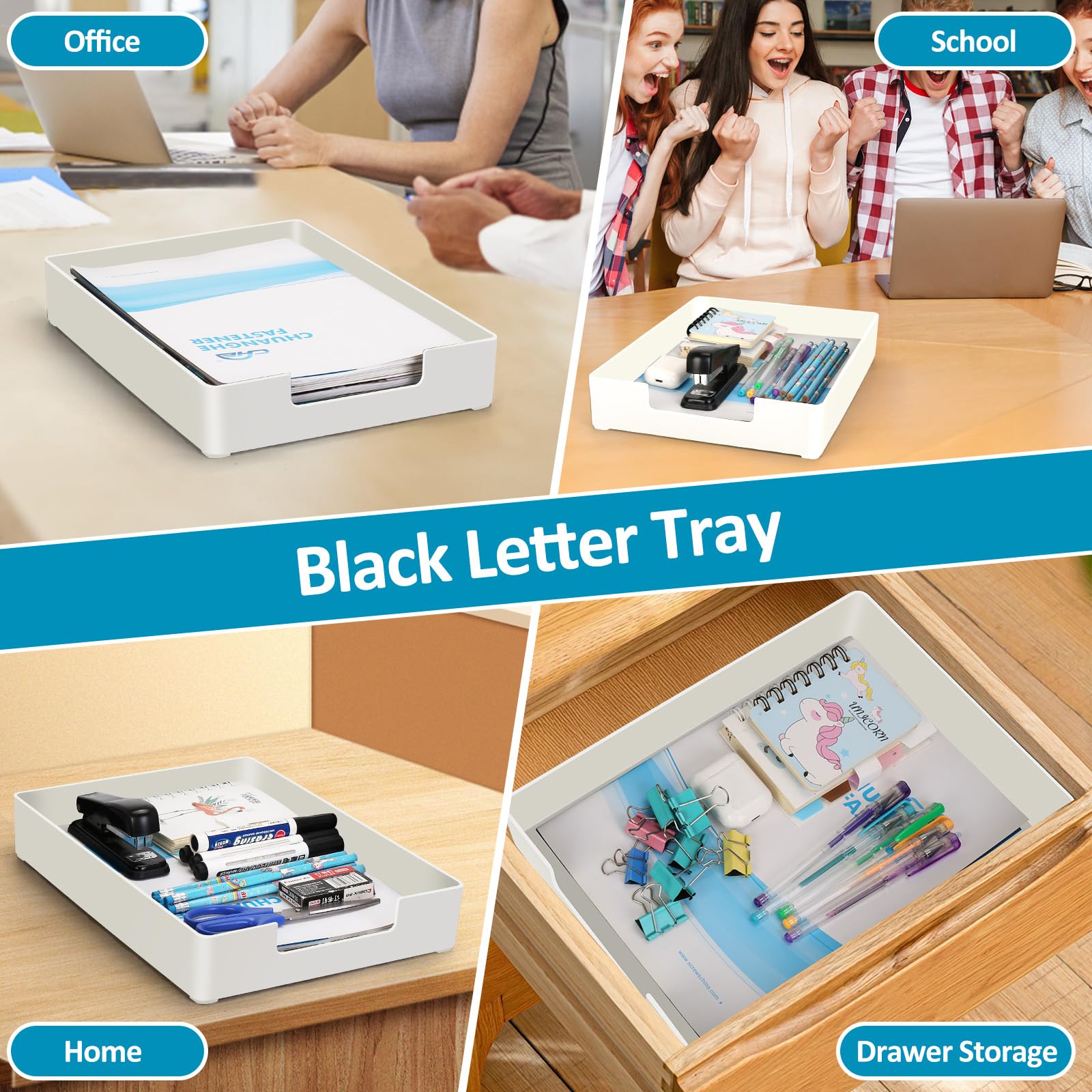Paper Tray, 1-Pack Letter Tray, Desk Tray Organizer, Plastic A4 Letter-Size Printer Paper Holder