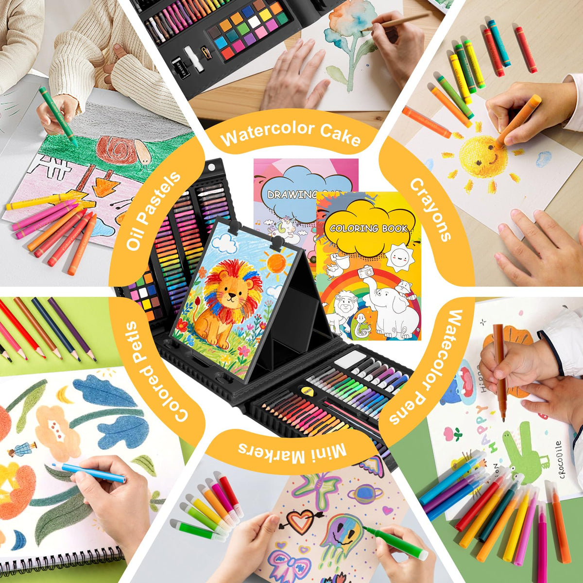 GOTIDEAL Kids Art Kit, Art Supplies for Kids, 210 PCS Art Set, Black