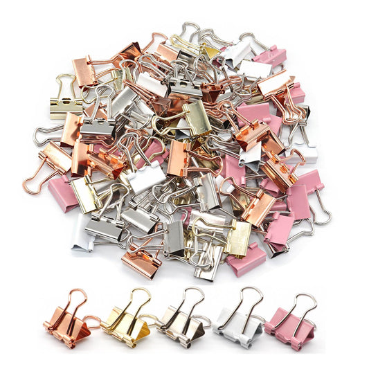 Mini Binder Clips, Paper Clip, Small Paper Clamps 15mm (5/8 inch), 100 Pack Micro Size Office Clips