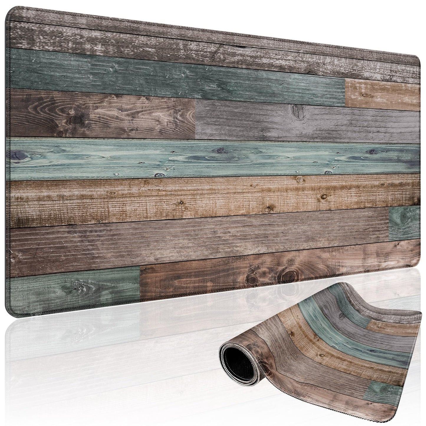Mcapirivo Rustic Wood Pattern Large Gaming Mouse Pad Desk Mat 31.5"x15.7"