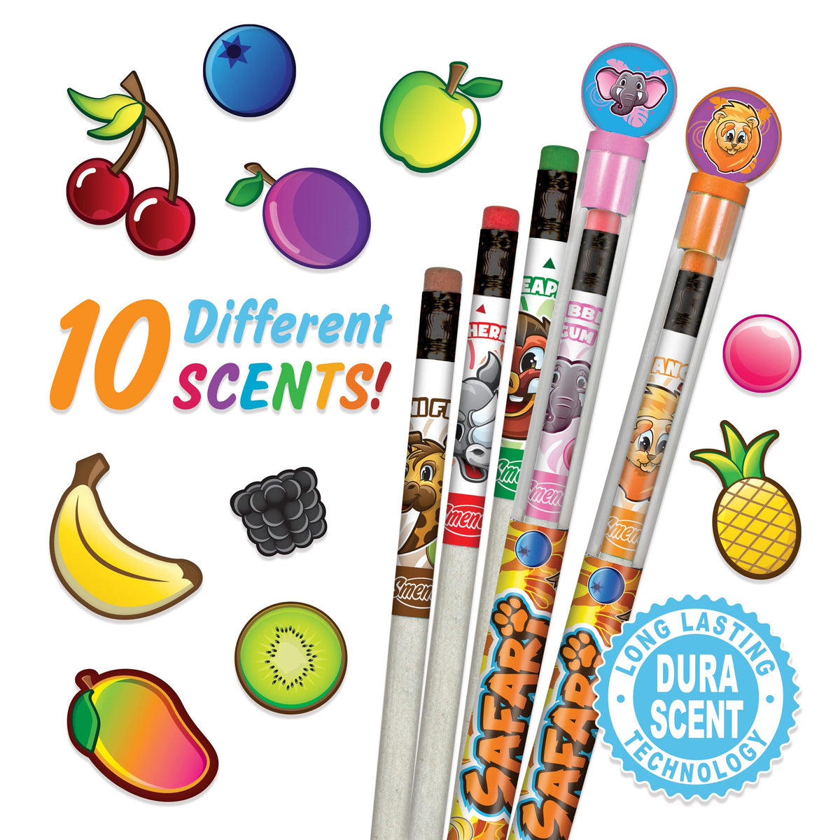 Safari Colored Smencils - Patented Gourmet Scented Colored Fun Pencils - Made from Recycled