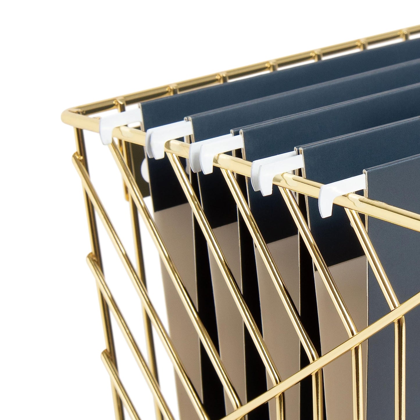 U Brands Wire Metal Hanging File Organizer, Letter Size, Gold Finish