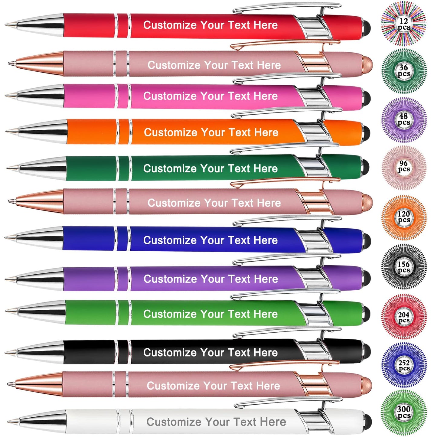 Qingxily Up to 300 Pcs Custom Pens Bulk Personalized Pens with Free Engraving Customized Stylus