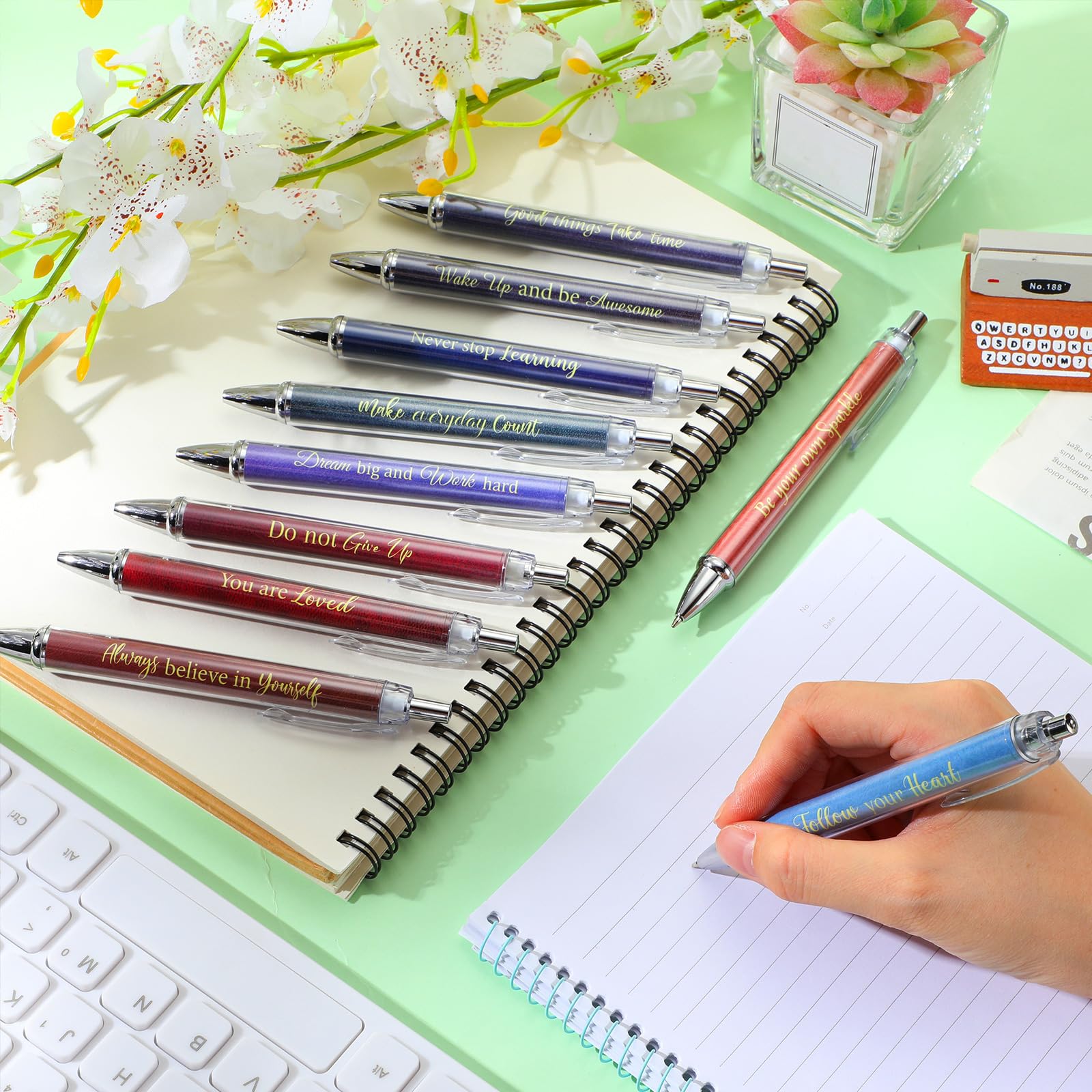 Yeaqee 50 Pcs Motivational Pens Bulk Inspirational Quotes,Morandi Style