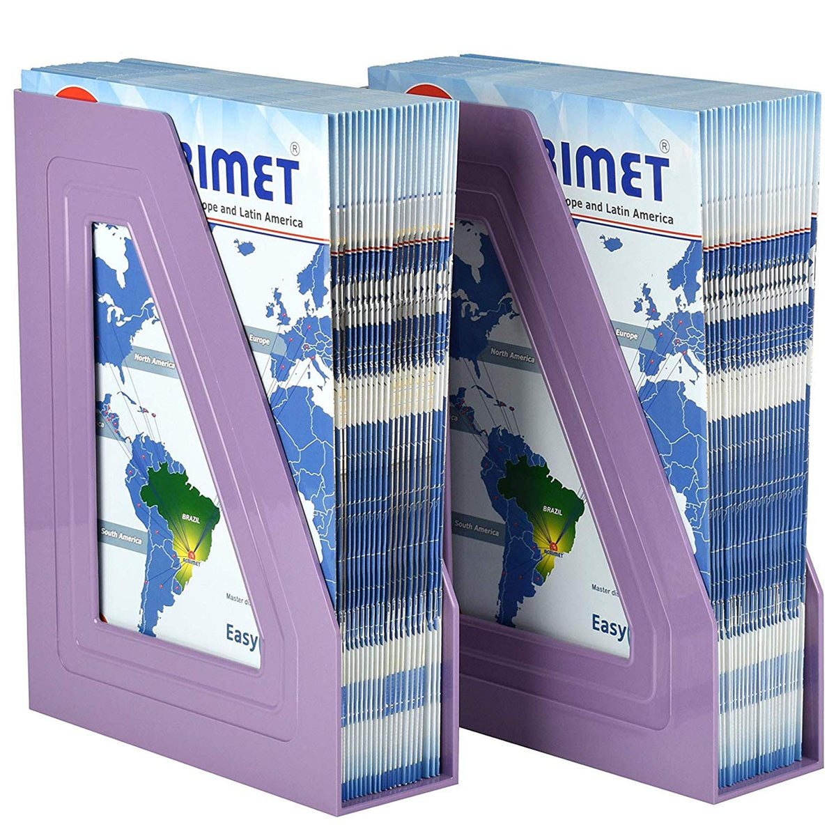 Acrimet Magazine File Holder, Vertical Desk Organizer, Purple, 2 Pack