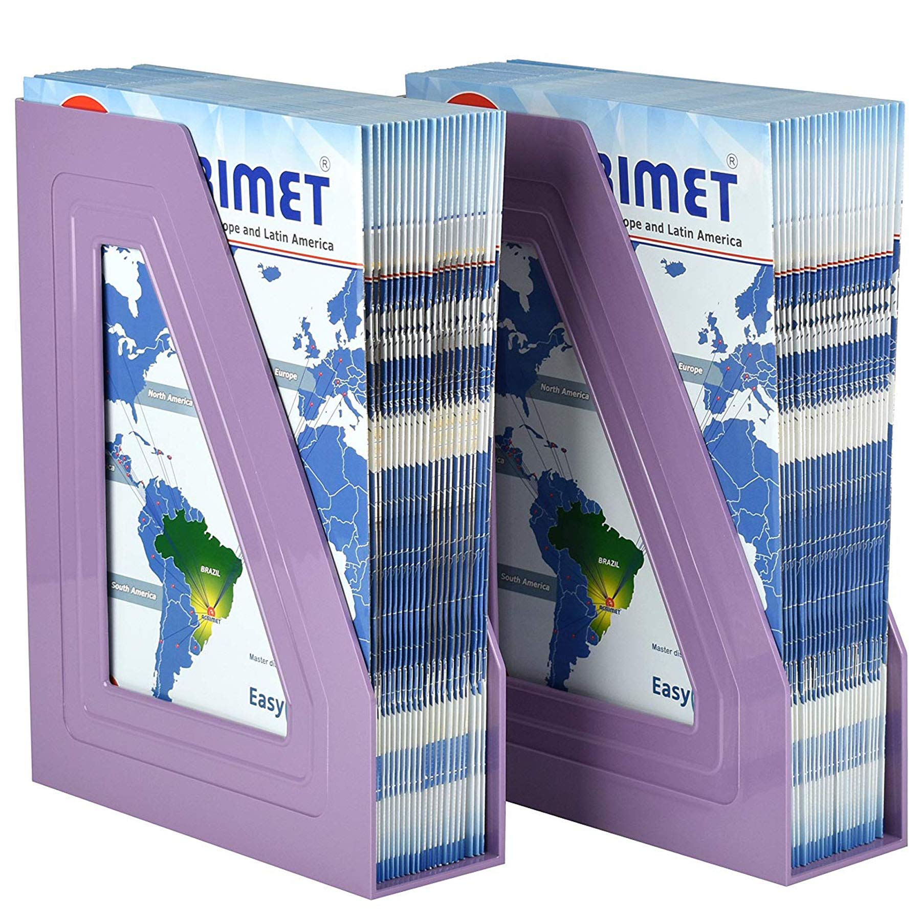 Acrimet Magazine File Holder, Vertical Desk Organizer, Purple, 2 Pack