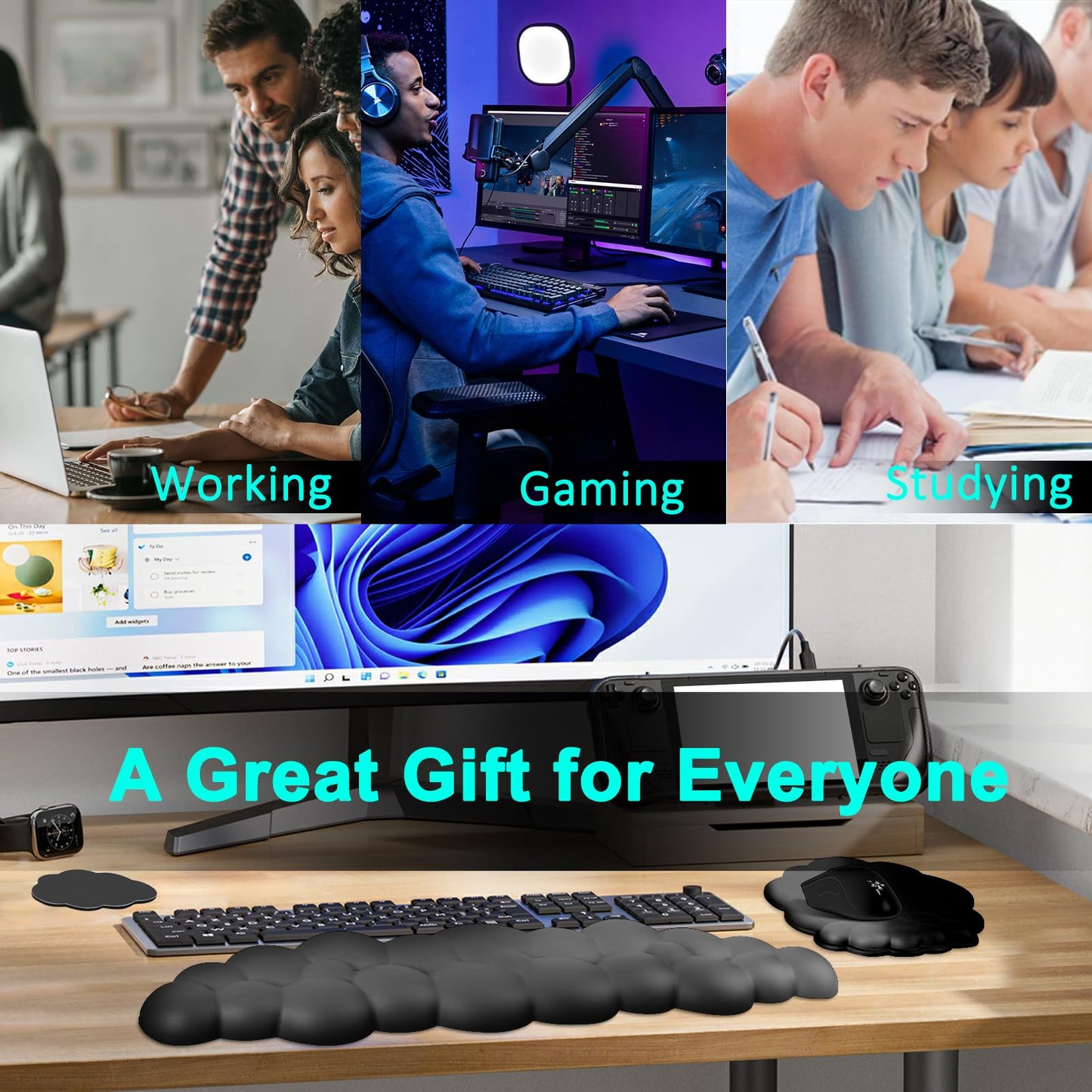 Cloud Wrist Rest Mouse Pad & Keyboard Wrist Support Set for Home & Office