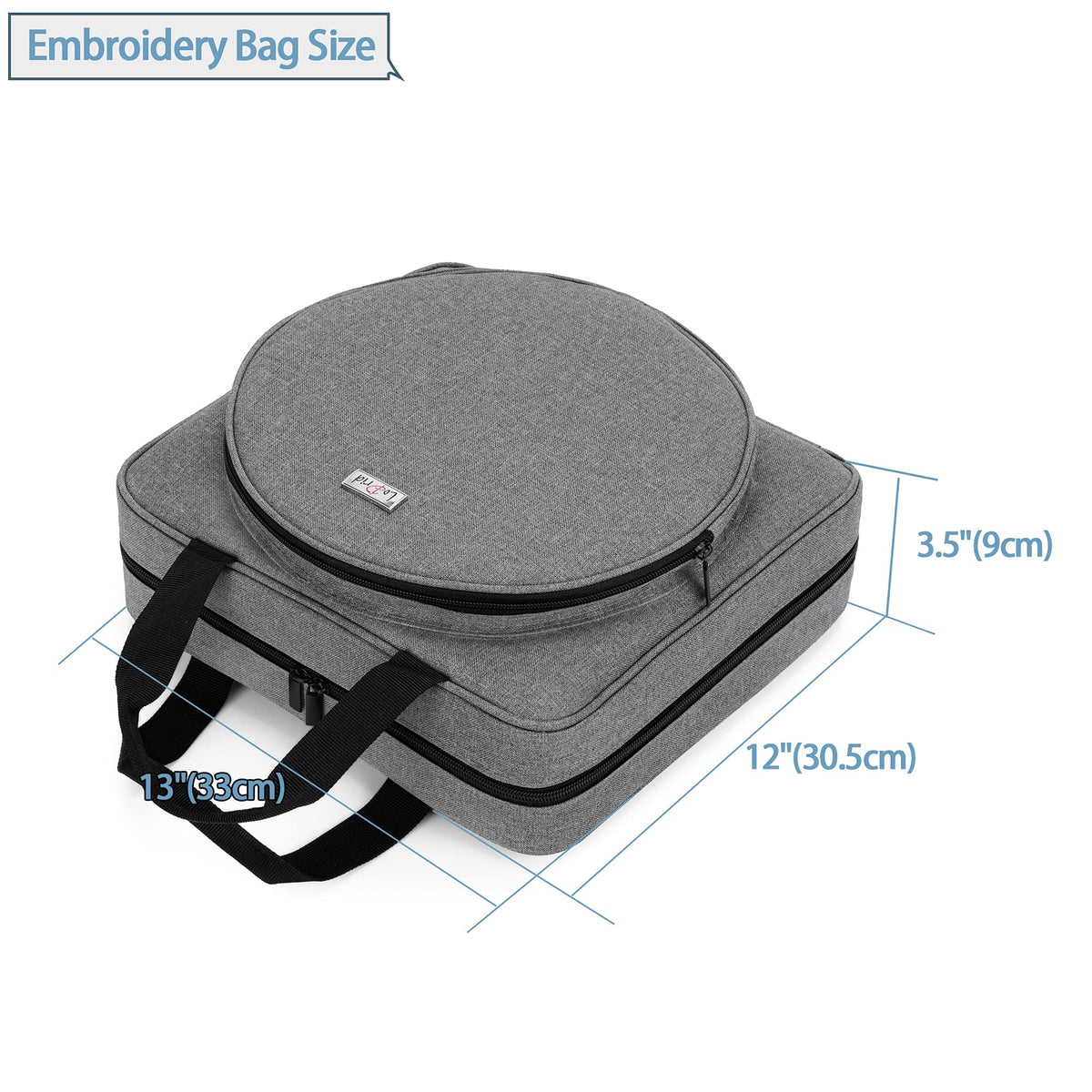 LoDrid Embroidery Project Bag, Square Supplies Storage Tote, Gray, Bag Only