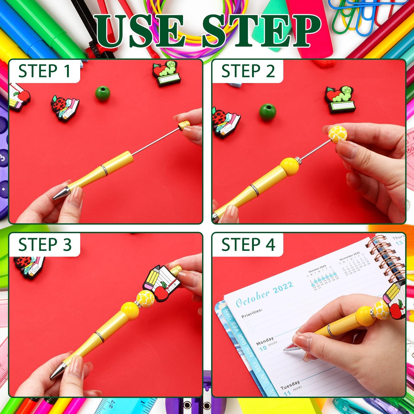 Ctosree 36 Sets Teacher Beadable Pen Kit for Teacher Appreciation Gifts Bead Pen Kit Assorted