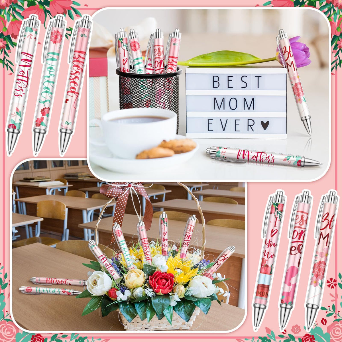 Humyoun 24 Pcs Christmas Pens Bulk for Mom Women Birthday Gifts